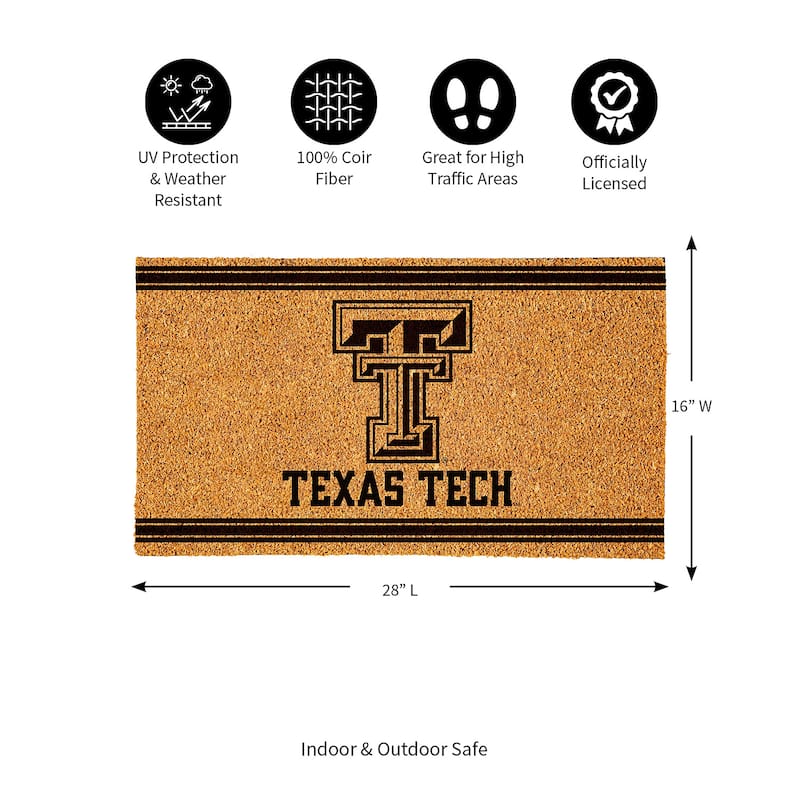Texas Tech University Monochrome Indoor/Outdoor Coir Door Mat