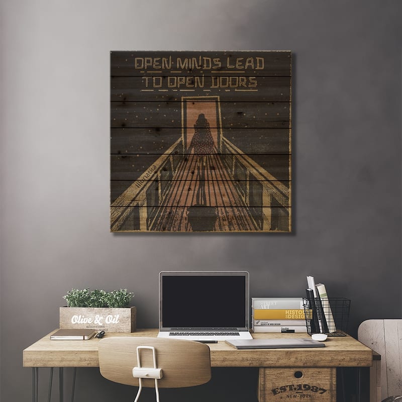 Open Minds Lead To Open Doors Print On Wood by Illunatica - Multi-Color