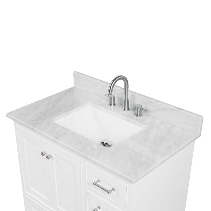 Blossom Copenhagen 36" Bathroom Vanity with Marble Top, Sink & Mirror