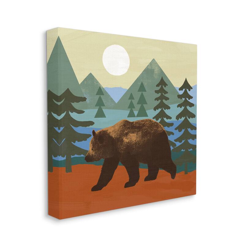 Stupell Brown Bear Nature Woodlands Sunshine Camp Canvas Wall Art