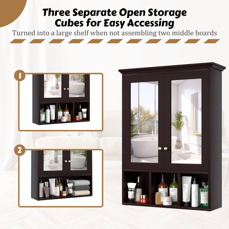 VEIKOUS Oversized Bathroom Medicine Cabinet Wall Mounted Storage with Mirrors