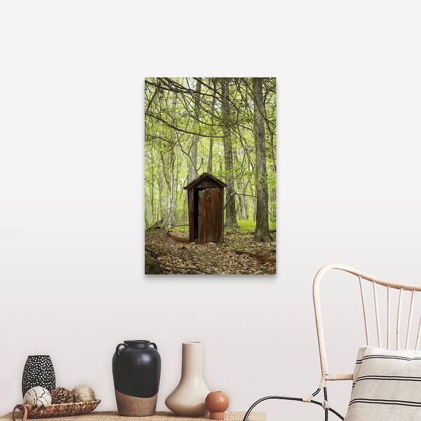 Shop Wooden Outhouse In The Forest Canvas Wall Art Overstock 16477998