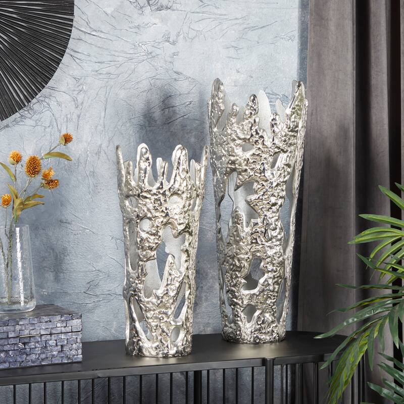 Aluminum Contemporary Vases 20 x 7 x 6 (Set of 2)