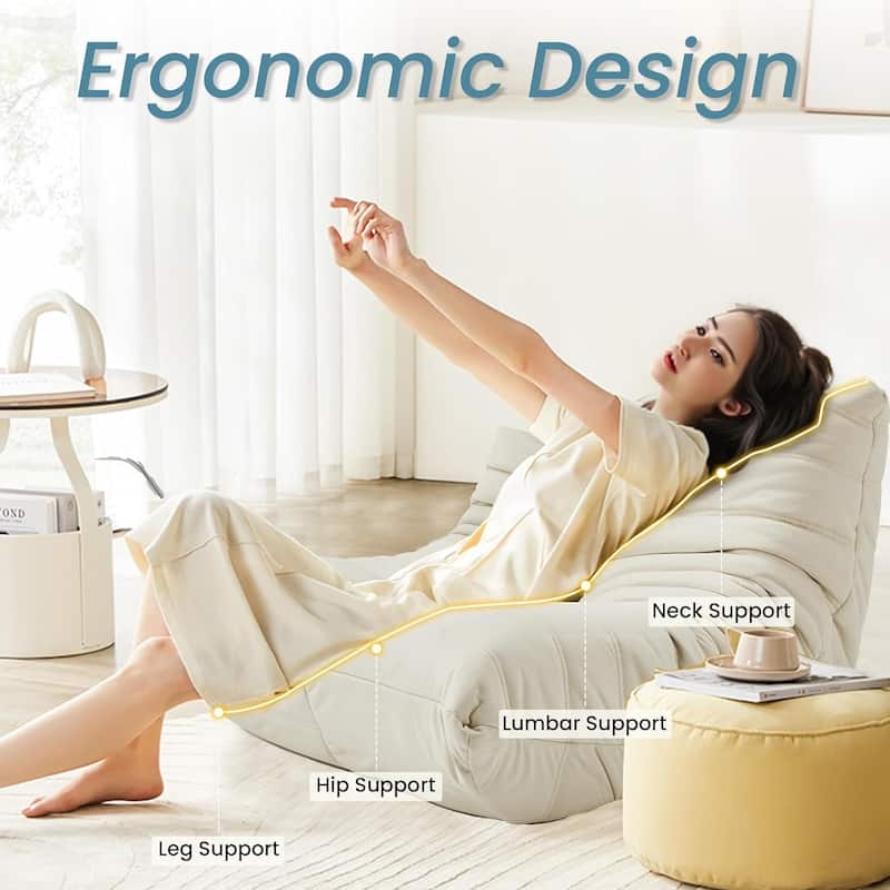 EROMMY Bean Bag Chair Togo Sofa - 28D Memory Foam Floor Chair for Adults & Kids, Lightweight Faux Leather Lounger in 5 Colors