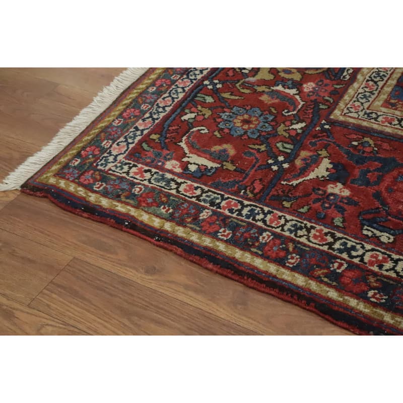 Hand Knotted Oriental 100% Wool Carpet Traditional Medallion Red Bidjar Area Rug - 11' 0'' X 7' 2''
