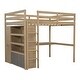 preview thumbnail 12 of 15, Wood Full Size Loft Bed with Built-in Wardrobe, Desk and Drawers, Natural