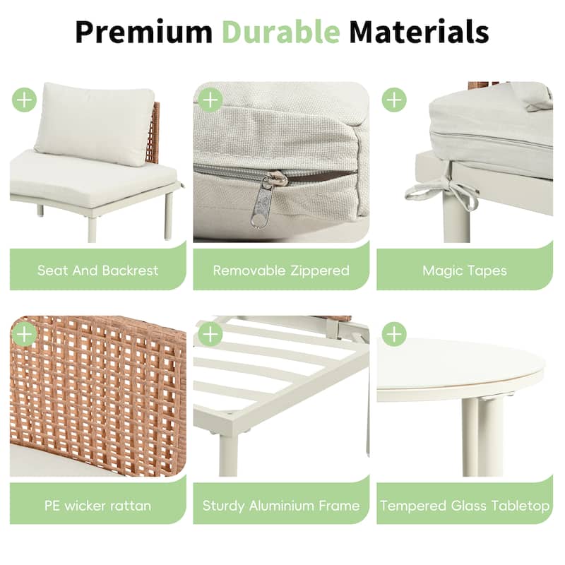 8-Piece Patio Sofa Furniture Set Beige