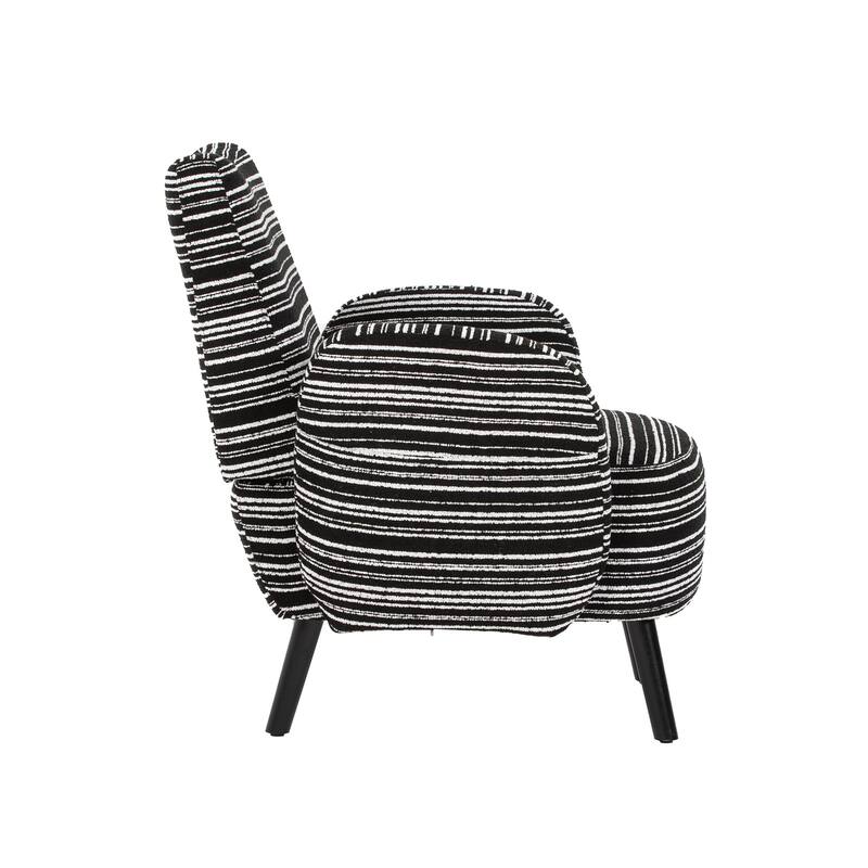 Boucle Upholstered Lounge Armchair, Reading Chair with Side Storage Pocket, Single Sofa Chair with Solid Wood Legs