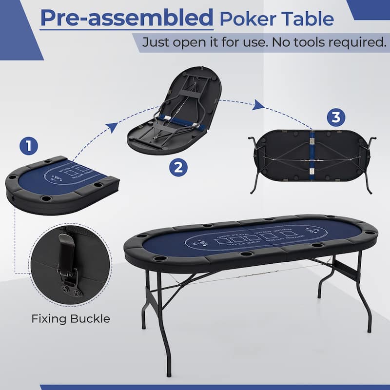 Gymax 8 Player Foldable Poker Table Portable Folding Texas Holdem