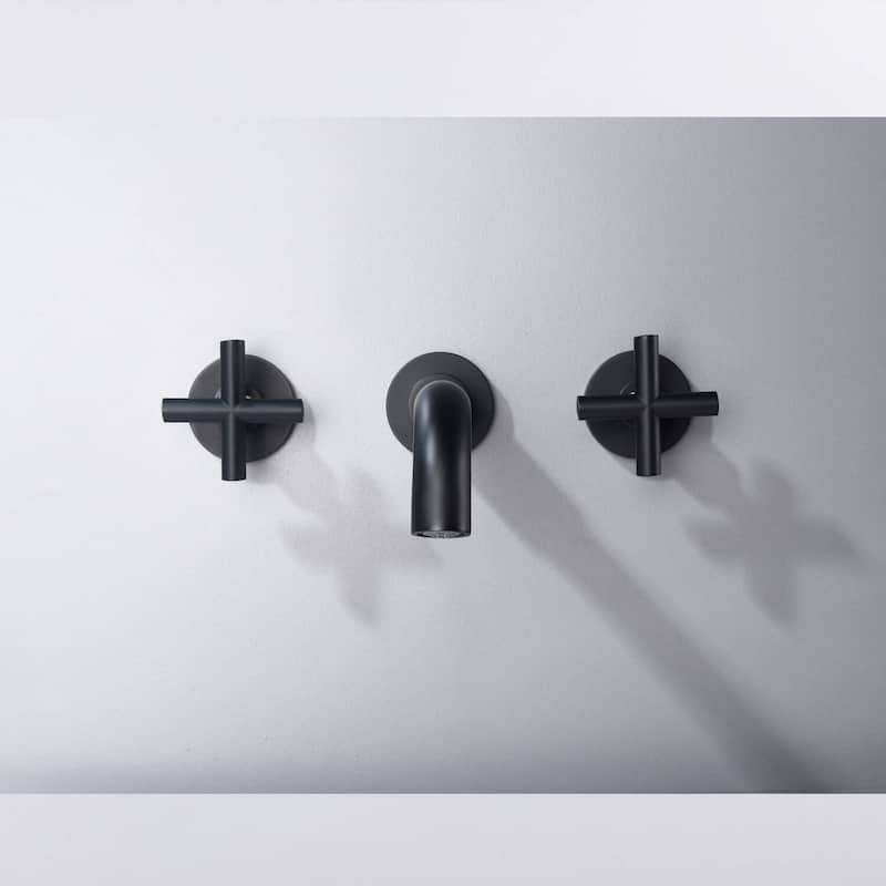 BATHLET Wall Mount Double Handles Cross Handle Bathroom Sink Faucet