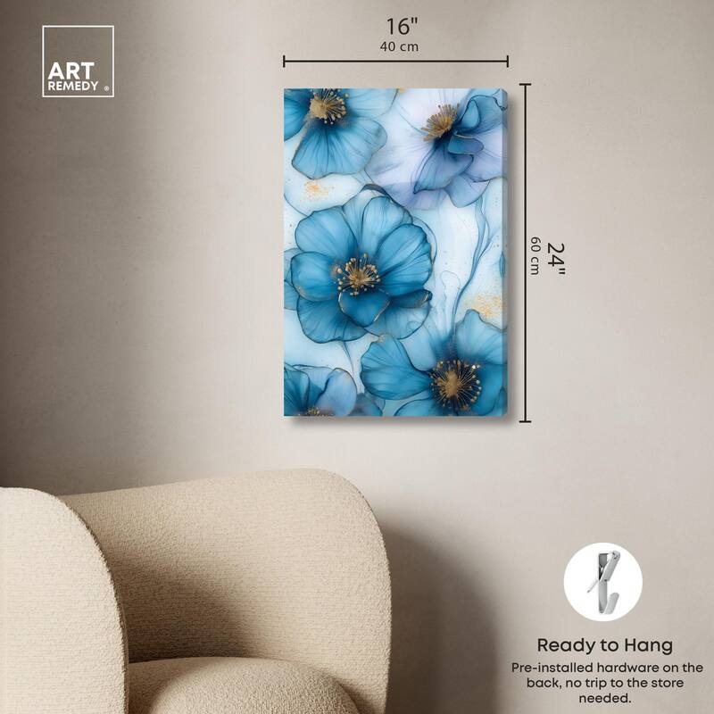 Gilded Cyanescence Canvas by Art Remedy, Gallery Wrapped