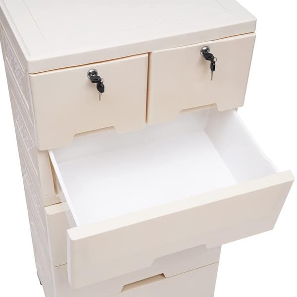 Plastic Dressers with 6 Drawers Storage Cabinet Tall Dresser with Wheels & Lock for Clothes, Bedroom - as picture - Bed Bath & Beyond - 37668283 Plastic Dressers with 6 Drawers Storage Cabinet Tall Dresser with Wheels & Lock for Clothes, Bedroom - as picture - Bed Bath & Beyond - 37668283