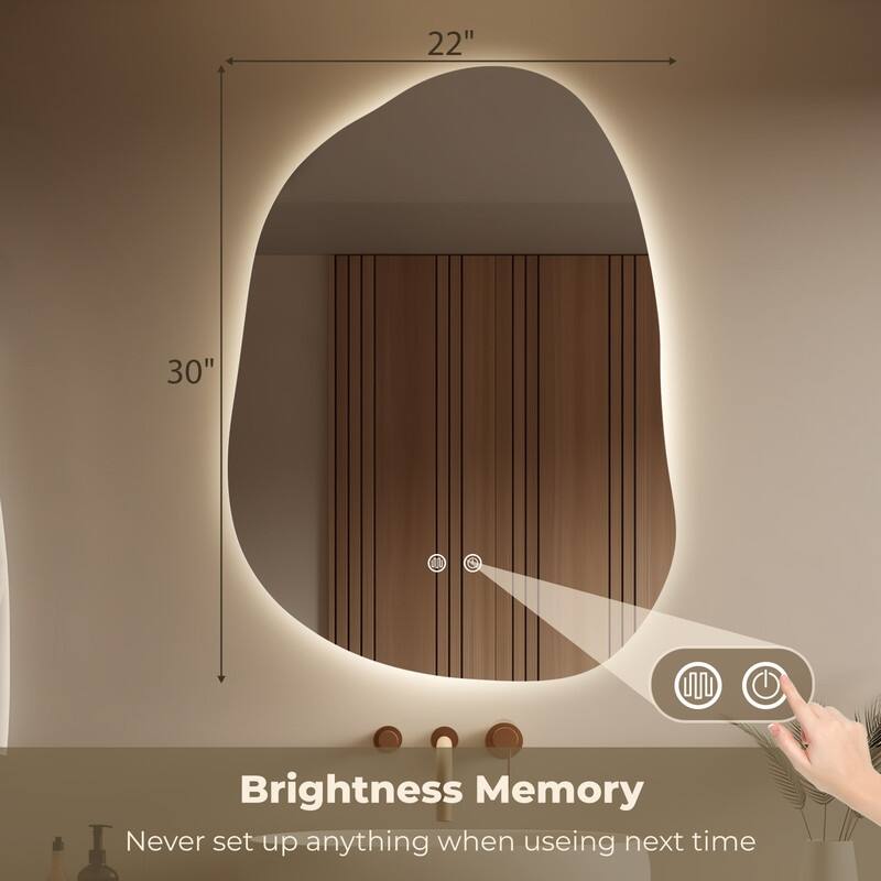 Wallbeyond 3-Tone Modern Style Frameless Rectangular LED Wall Mirror
