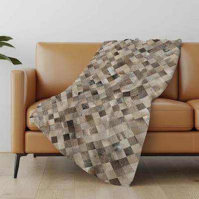 Premium Machine Washable ASB98 Faux Cowhide Sherpa Throw Blanket