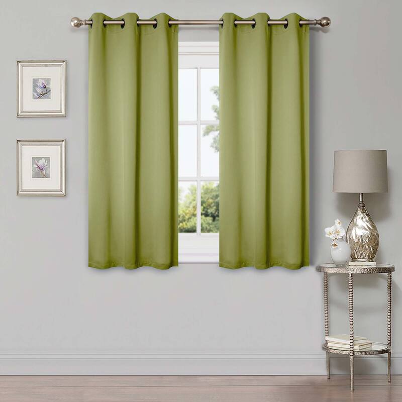 Superior Solid Machine Washable Room Darkening Grommet Curtains, Set of 2