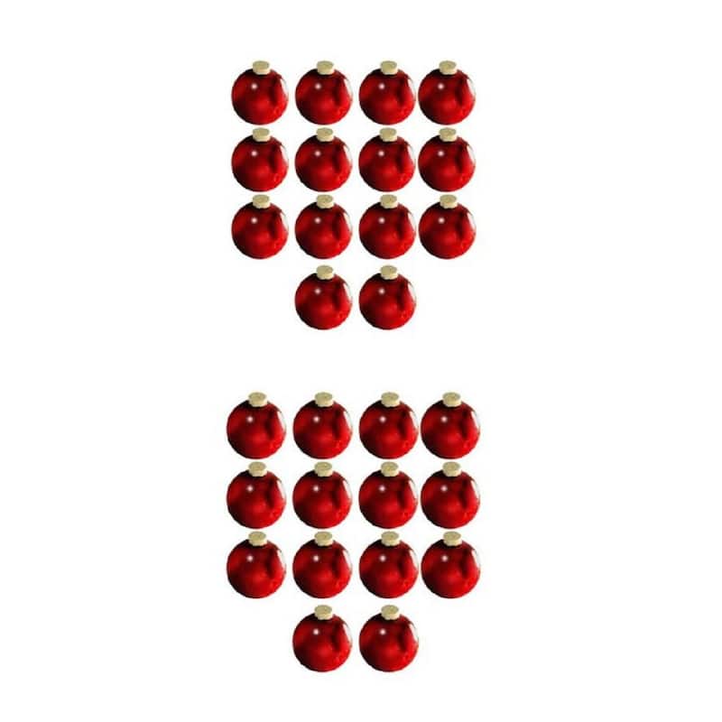 Shiny Finish Glass Christmas Ball Ornaments - 2" (50mm) - Burgundy - 28ct