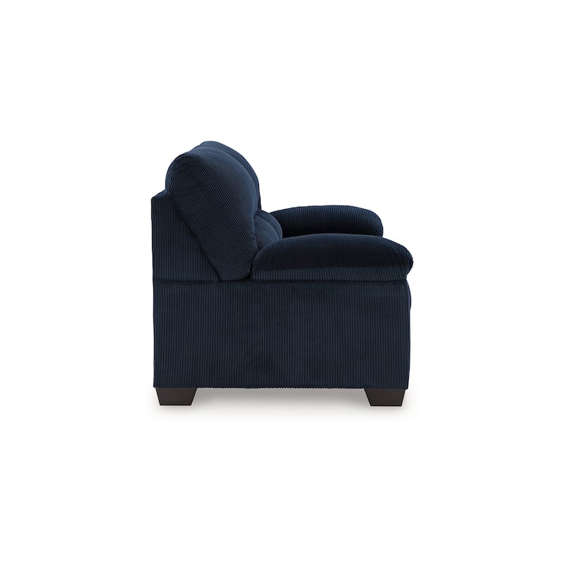 Simy Loveseat, 63 Inch Navy Blue Corduroy, Modern Pillow Top Arms