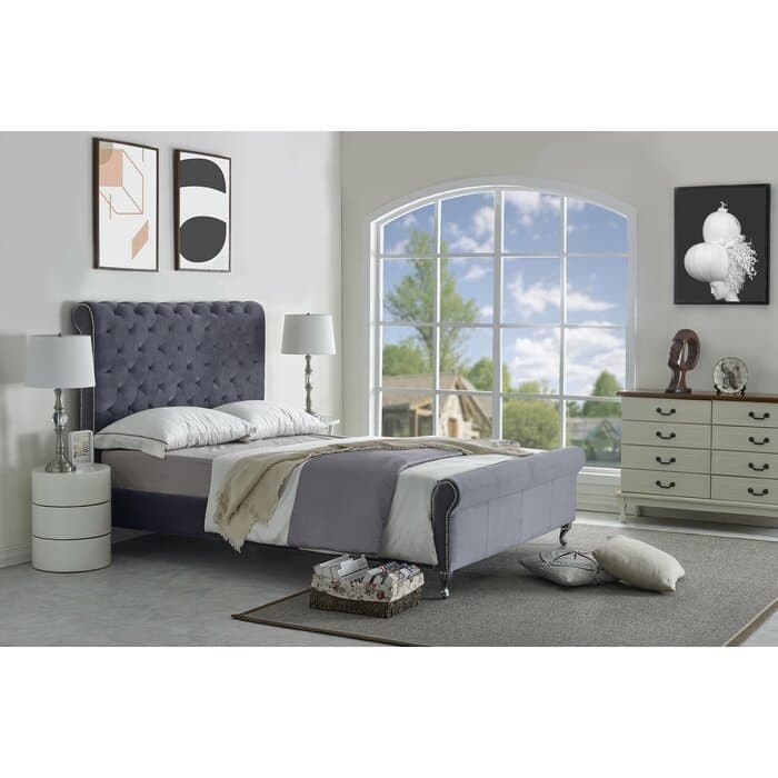 Collinsworth Tufted Low Profile Sleigh Bed