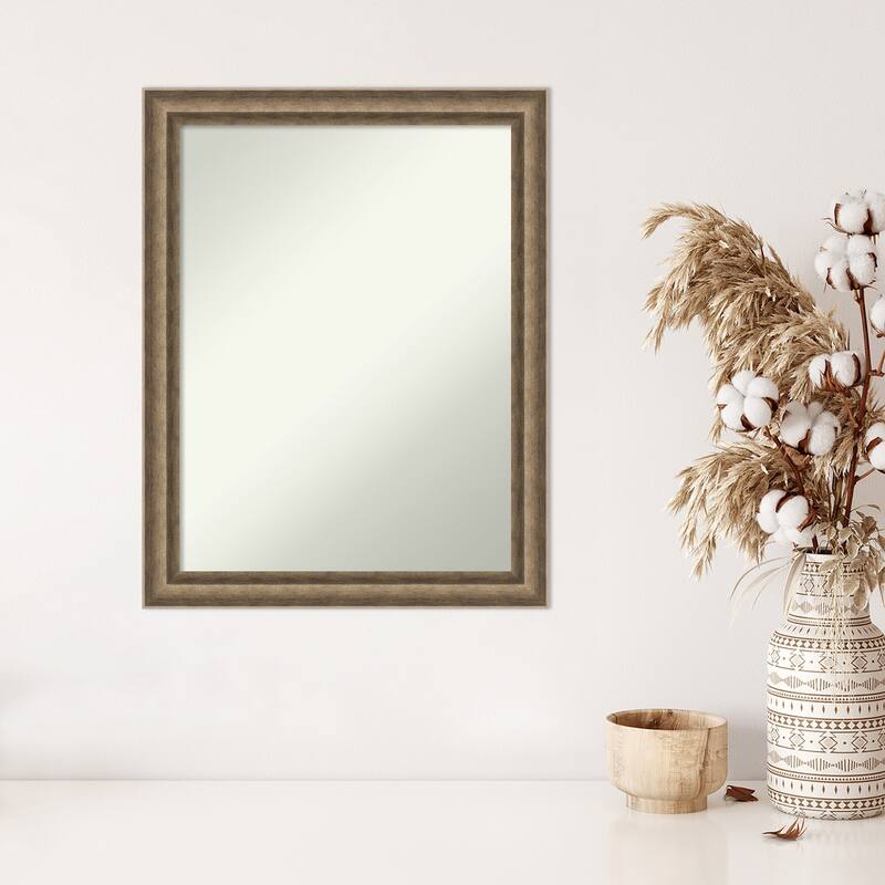 Angled Non-Beveled Wood Framed Wall Mirror