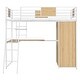 preview thumbnail 10 of 17, White Twin Size Metal Wood Loft bed with L-shape Desk, Wardrobe, Fence and Ladder