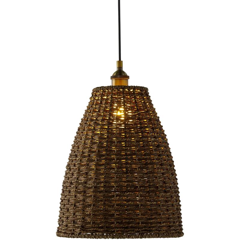 Gallus Dark Rattan Hanging Pendant - 12"L x 12"W x 14"H