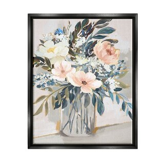 Stupell Pink Overflowing Floral Bouquet Framed Floater Canvas Wall Art ...