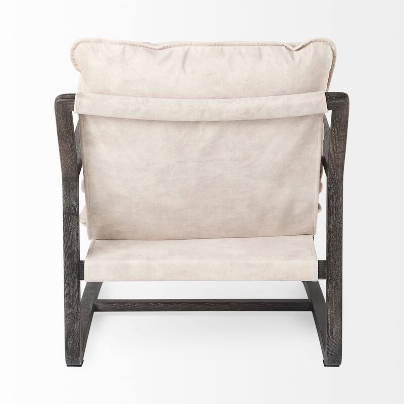 Brayden Light Brown Wood w/ Beige Fabric Seat Accent Chair