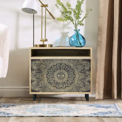 DH BASIC Wood Accent Cabinet with Screen Printed Pattern by Denhour