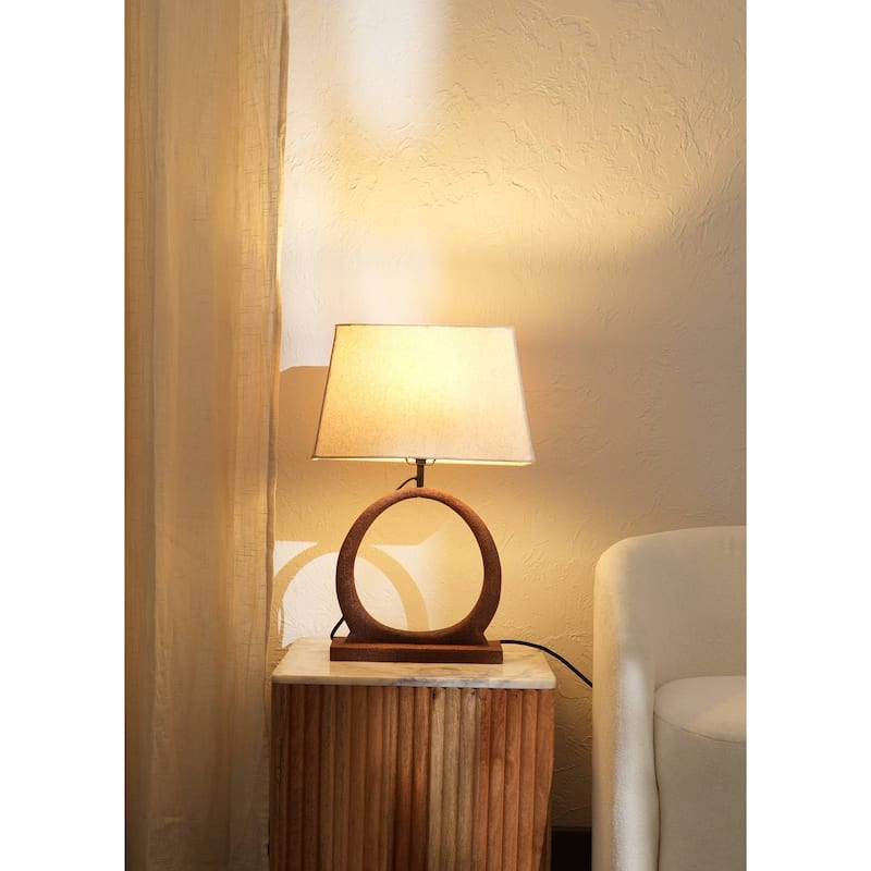 Decorative Table Lamp with Wooden Base For Living Room-Bedroom-Home Decor-Table Decor-15X10X21" - Brown