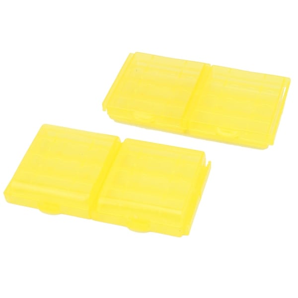 4PCS Plastic Portable Case Holder Storage Box Yellow for 4 x 1.5V AA Batteries