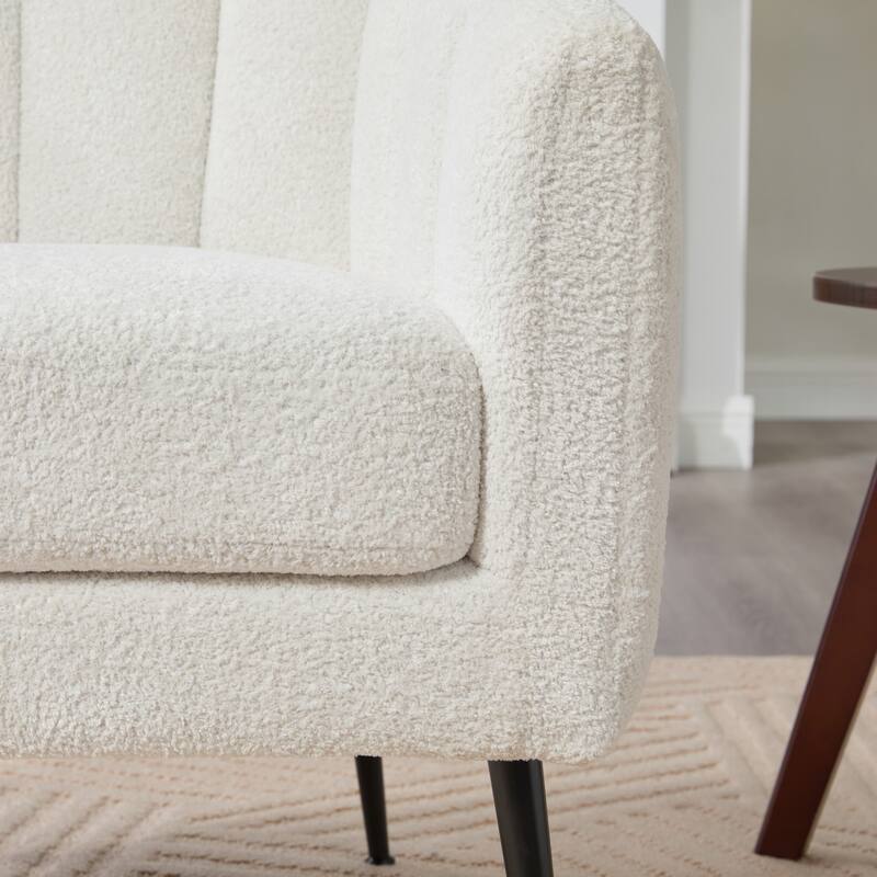 29.9" W Mid-Century Chenille Armchair with Metal Legs