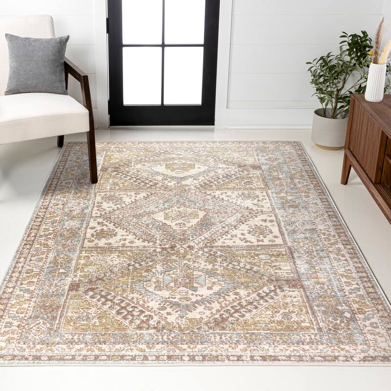 JONATHAN Y Alhambra Ornate Geometric Medallion Area Rug - 5 X 8 - Light Blue/Ivory