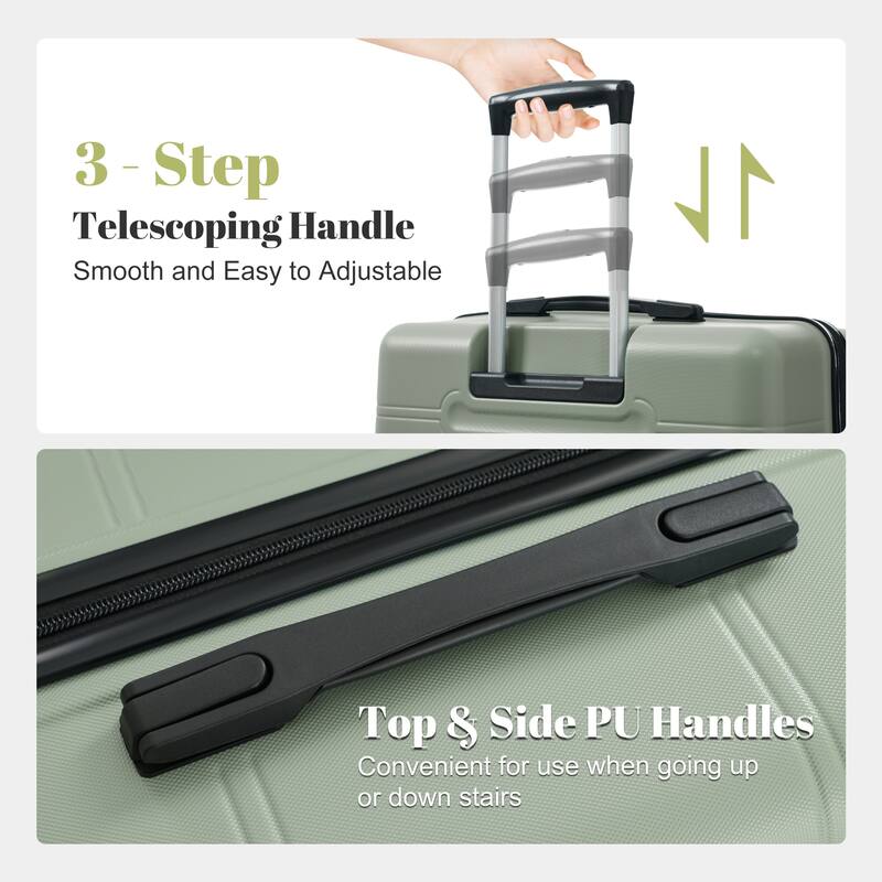 6 Piece Luggage Set, with Double Spinner Wheels Handle Password Lock, 14 IN Cosmetic Case 20/24/28 IN Luggages with Bag