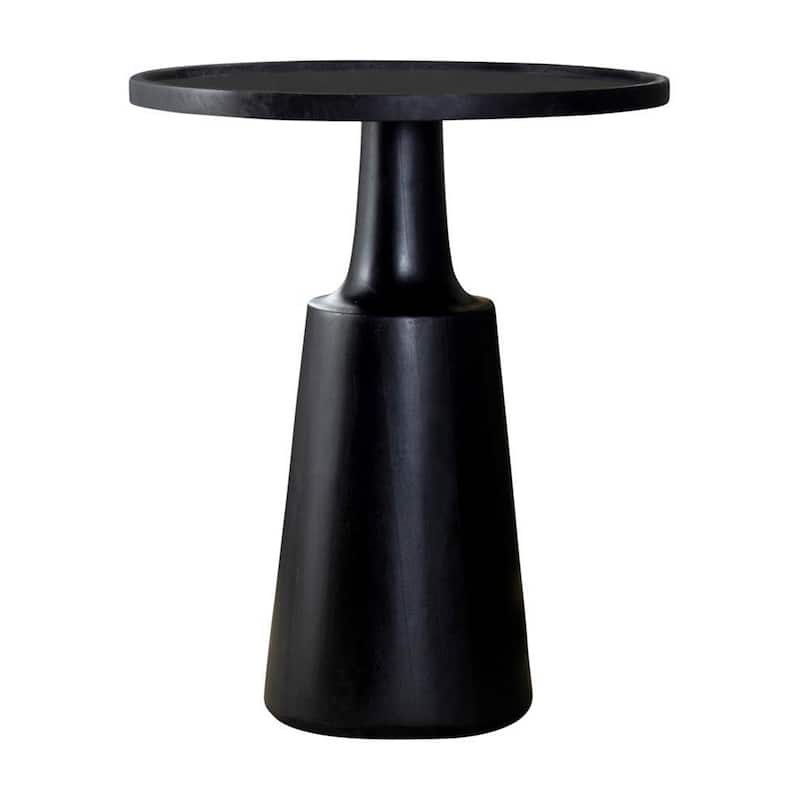 Coch 24 Inch Artisan Accent Table with Round Tabletop Tapered Base Black
