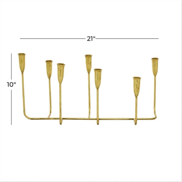 CosmoLiving by Cosmopolitan Gold Metal Long Tapered 7 Holder Decorative Candelabra