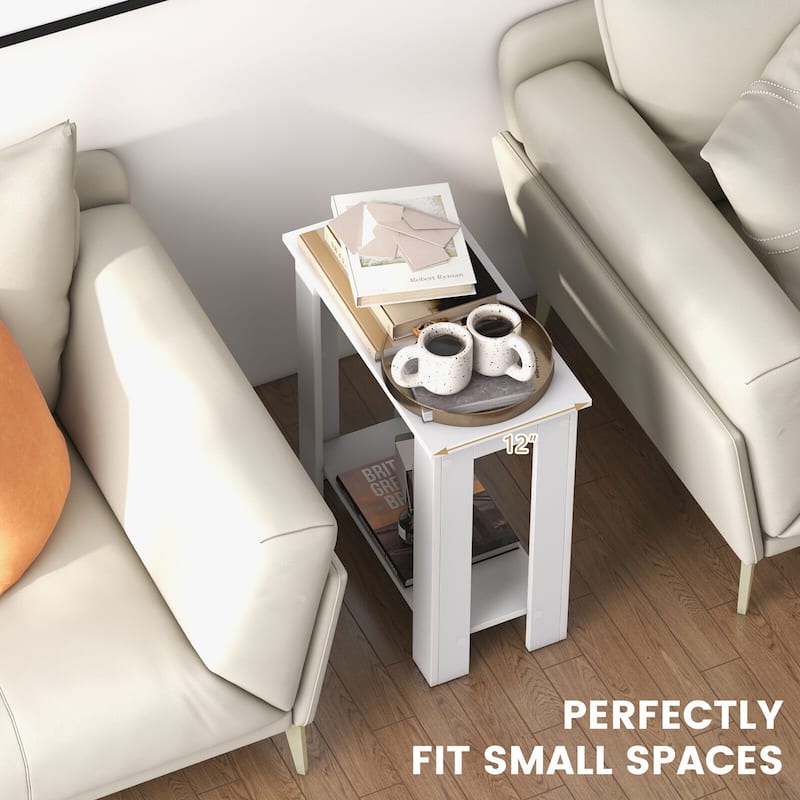 Gymax 2-Tier End Table Modern Sofa Bedside Table Compact Nightstand