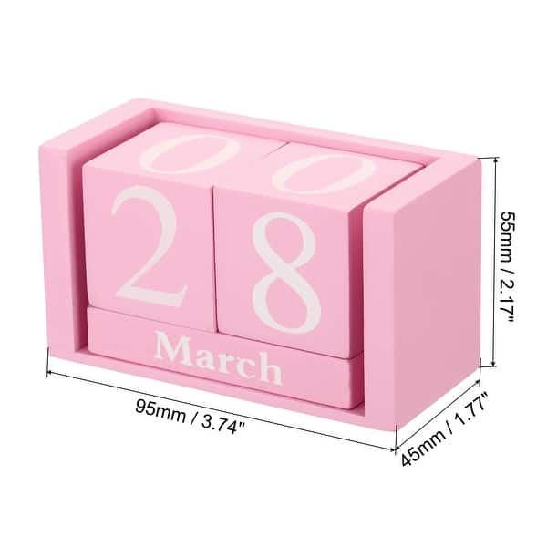 dimension image slide 1 of 5, Vintage Wood Block Perpetual Calendar, Reusable Wooden Blocks 3.7"