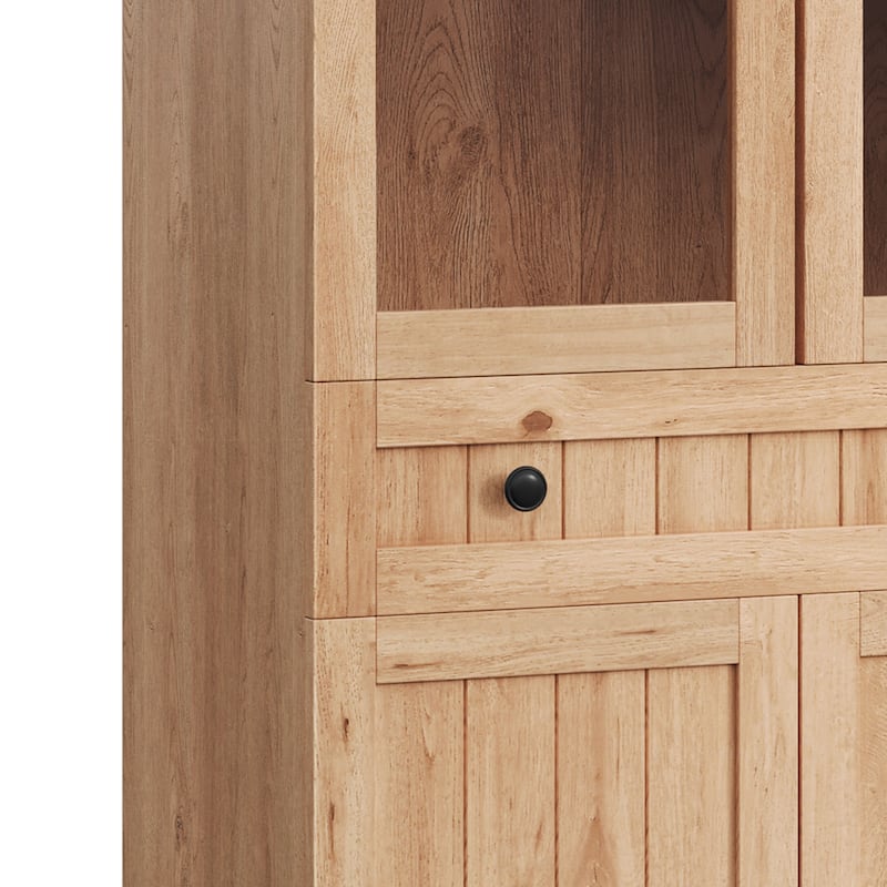 71 Inch Tall Farmhouse Arched Pantry Cabinet with Large Drawers and Adjustable Shelves for Kitchen Storage Organization