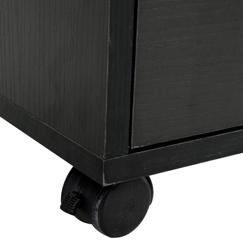 HOMCOM Indoor Office Storage Cabinet with 3 Storage Drawers, Open Shelving, & Wheels