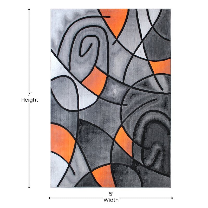 Modern Olefin Accent Area Rug - Abstract Pattern