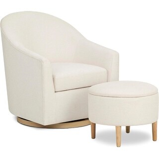 Evolur Luna Swivel Chair and Ottoman with 360° Swivel Motion