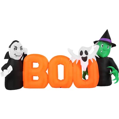 Haunted Hill Farm 6.5-Ft. Wide Pre-lit Inflatable Boo Sign