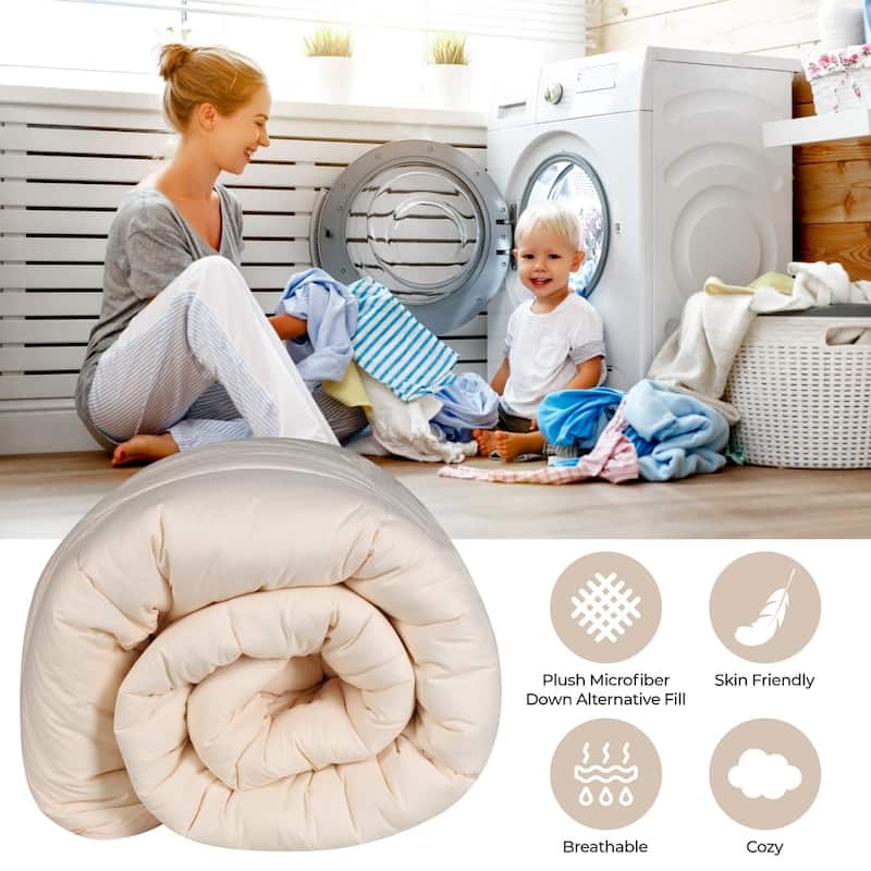 Superior Monochrome Basketweave Microfiber Down Alternative Comforter