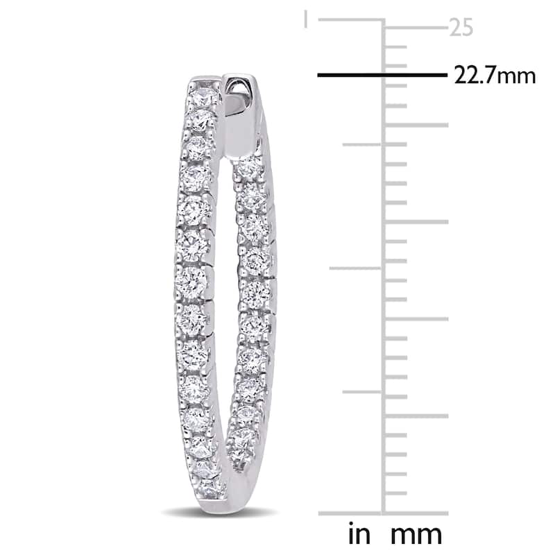 Miadora 3/4ct TDW Diamond Inside Outside Hoop Earrings in 10k White Gold