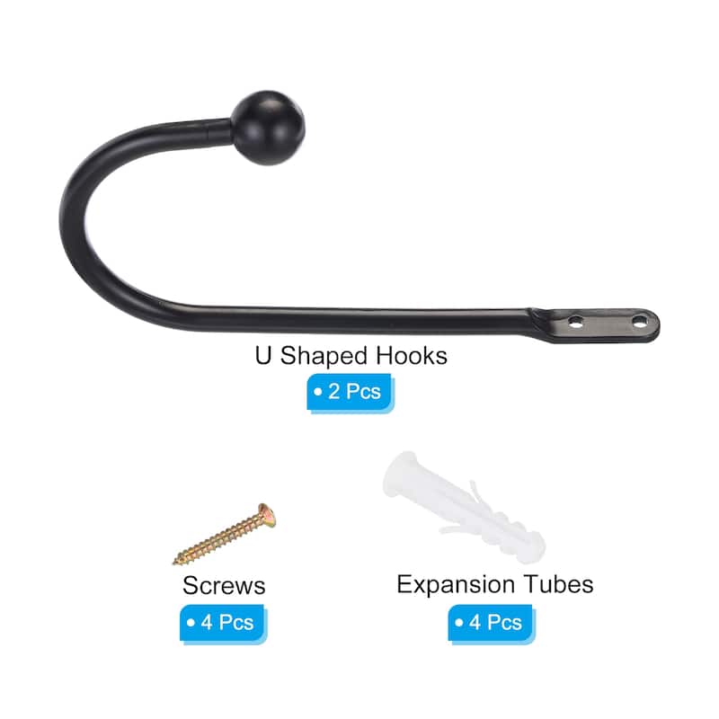 2x Curtain Holdback U Shaped Wall Mounted Curtain Tiebacks Screw Hooks