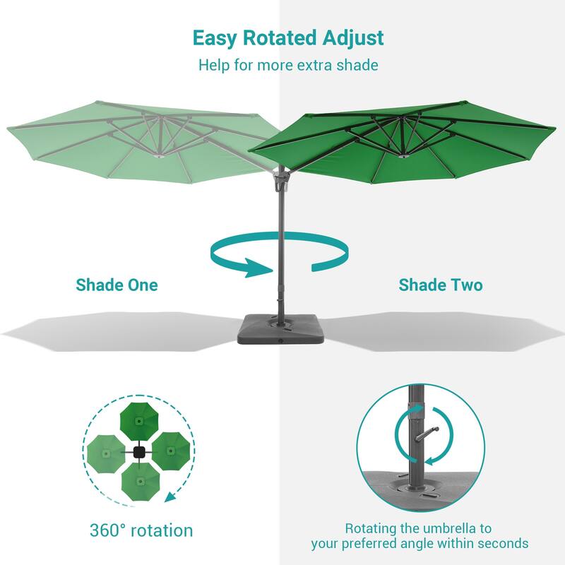 Bonosuki 11FT Patio Cantilever Umbrella With Resin Base