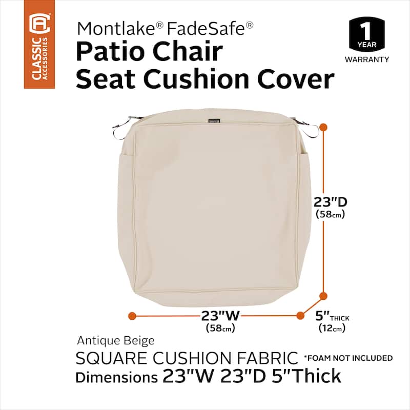 Montlake FadeSafe Square Patio Lounge Seat Cushion Slip Cover