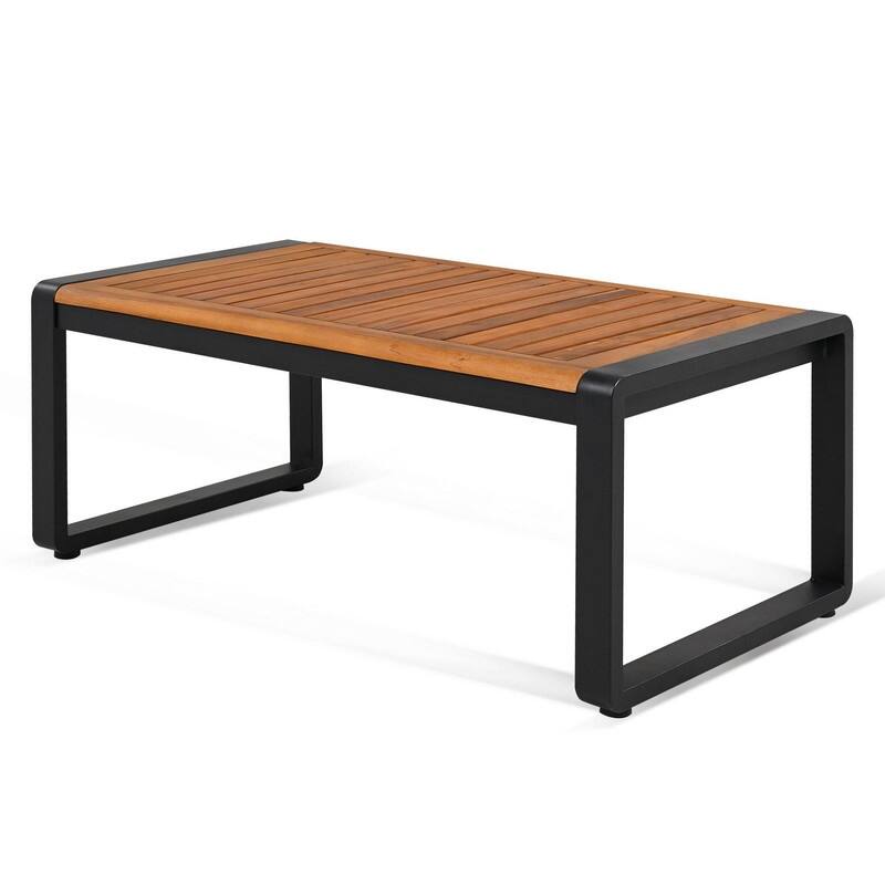 5-Person Outdoor Conversation Set with Removable Cushions and Stylish Metal Frame and Acacia Wood