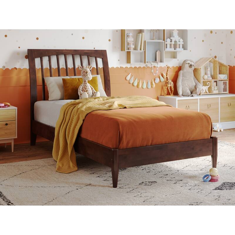 Orleans Solid Wood Low Profile Sleigh Platform Bed - Walnut - Twin