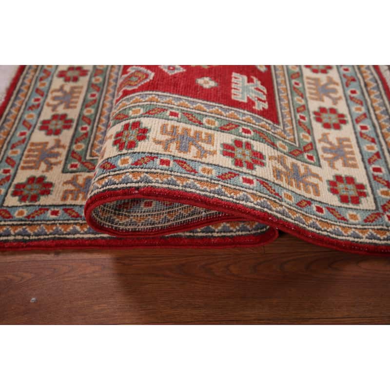 Red Kazak Rug Hand-Knotted Oriental Foyer Wool Carpet - 2'6" x 4'1"